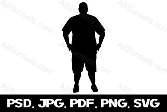 Download Dad Bod Chubby Man Black Silhouette SVG - Black silhouette svg Collection