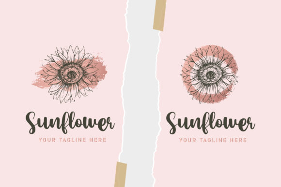 Download Sunflower Hand Drawn Floral Logo Premium - Logo Collection